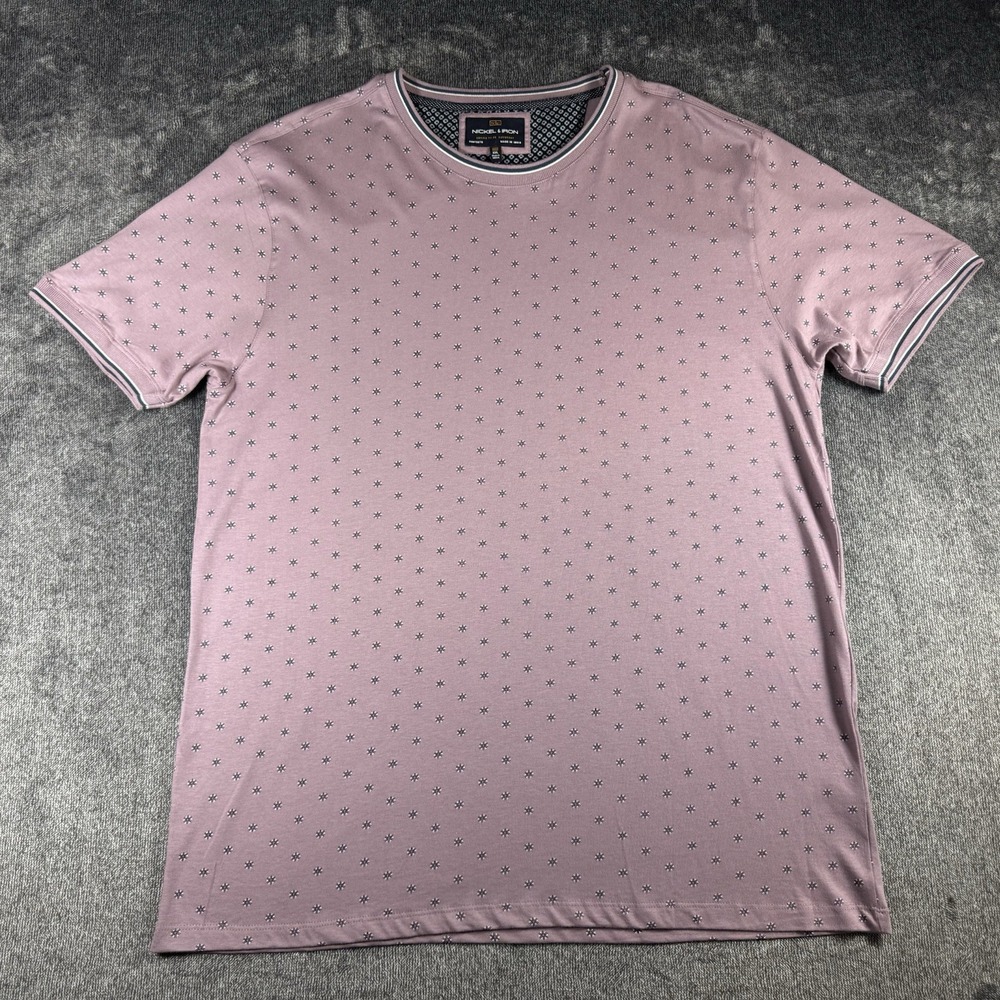 NICKEL & IRON MEN'S T-SHIRT SIZE XXL Crew Neck Purple Lavender Geometric‎